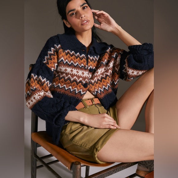 Anthropologie Maeve Fair Isle Cardigan Sweater - Picture 2 of 15